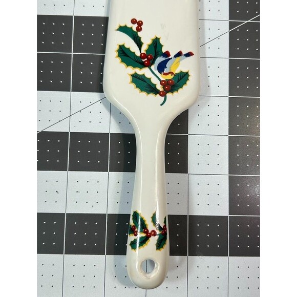 Xmas Holiday Santa & Holly Ceramic Pie Cake Servers 11 " & 10" Festive Kitchen - Picture 7 of 12